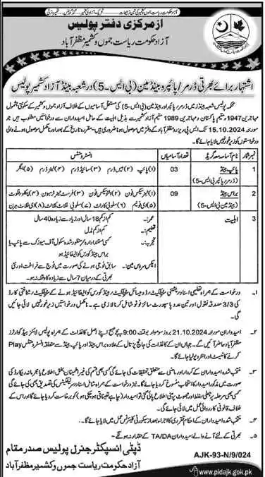 Police Department Govt AJK job in 2024